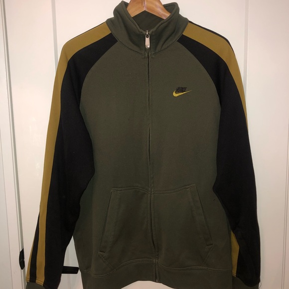 Vintage Y2K Nike Zip-Up Track Jacket In Olive - Picture 1 of 5